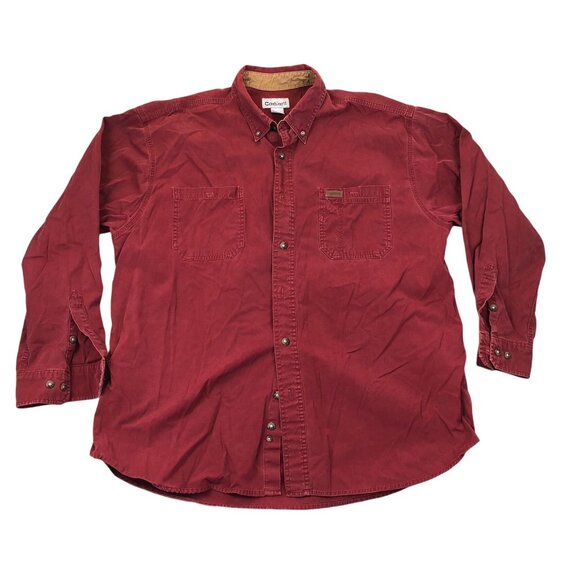 Carhartt Mens Work Shirt Size XL Long Sleeve Button Down Casual Pockets Red - Picture 1 of 12